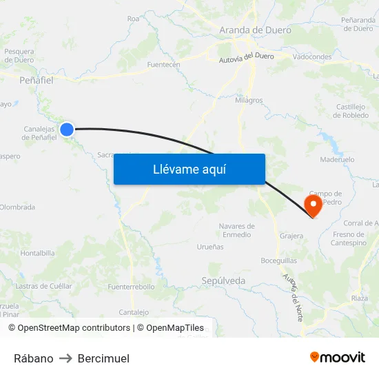 Rábano to Bercimuel map
