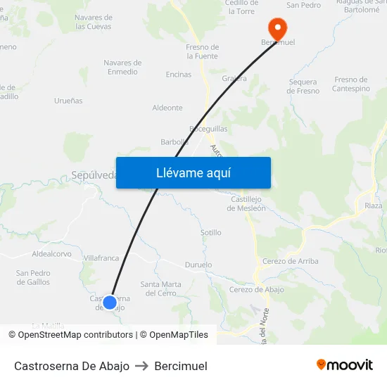 Castroserna De Abajo to Bercimuel map