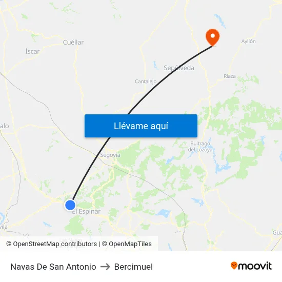 Navas De San Antonio to Bercimuel map
