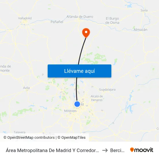 Área Metropolitana De Madrid Y Corredor Del Henares to Bercimuel map