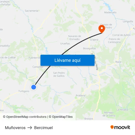 Muñoveros to Bercimuel map