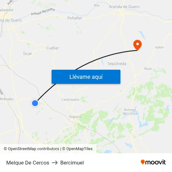 Melque De Cercos to Bercimuel map