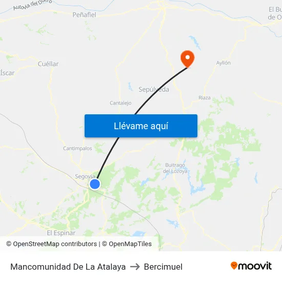 Mancomunidad De La Atalaya to Bercimuel map