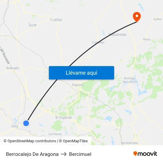 Berrocalejo De Aragona to Bercimuel map