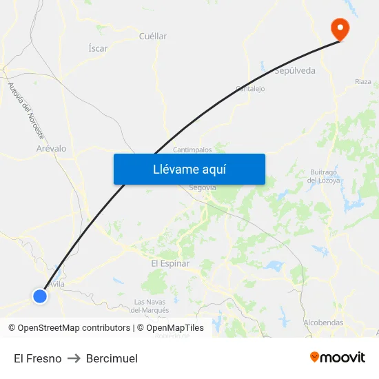 El Fresno to Bercimuel map