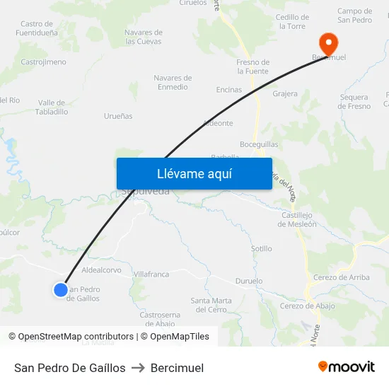 San Pedro De Gaíllos to Bercimuel map