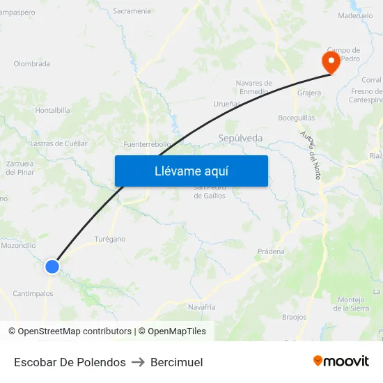 Escobar De Polendos to Bercimuel map