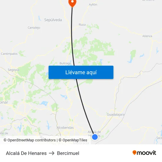 Alcalá De Henares to Bercimuel map