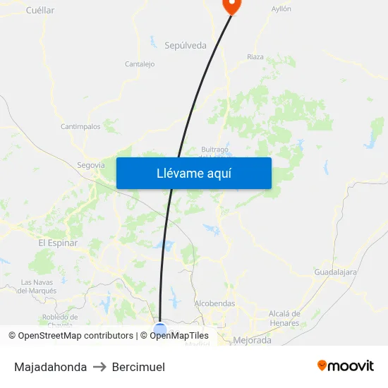 Majadahonda to Bercimuel map