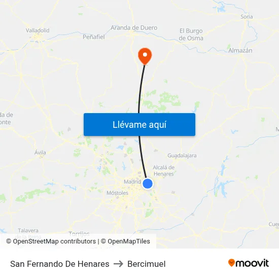 San Fernando De Henares to Bercimuel map