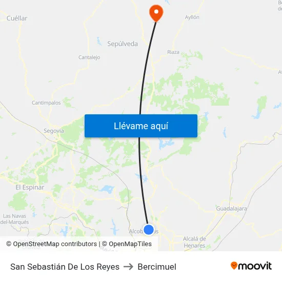 San Sebastián De Los Reyes to Bercimuel map