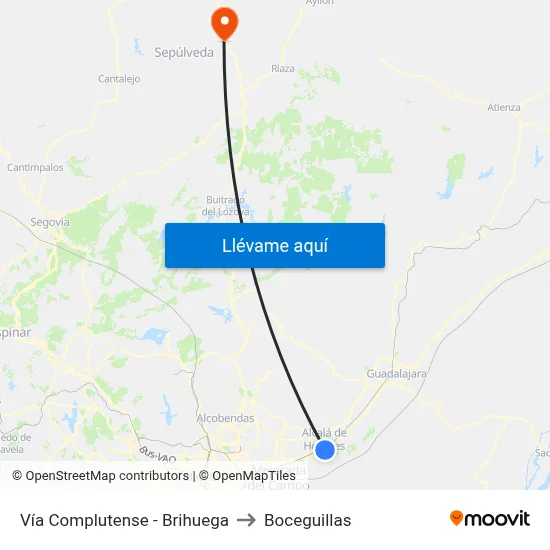 Vía Complutense - Brihuega to Boceguillas map