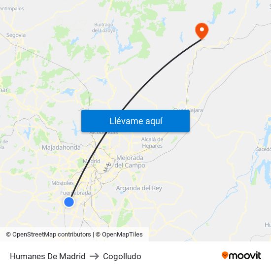 Humanes De Madrid to Cogolludo map