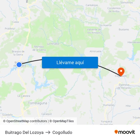 Buitrago Del Lozoya to Cogolludo map