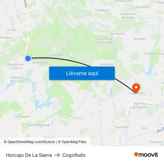 Horcajo De La Sierra to Cogolludo map
