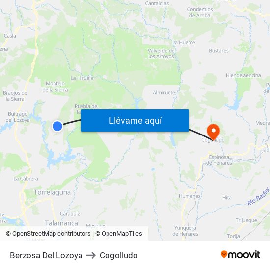 Berzosa Del Lozoya to Cogolludo map