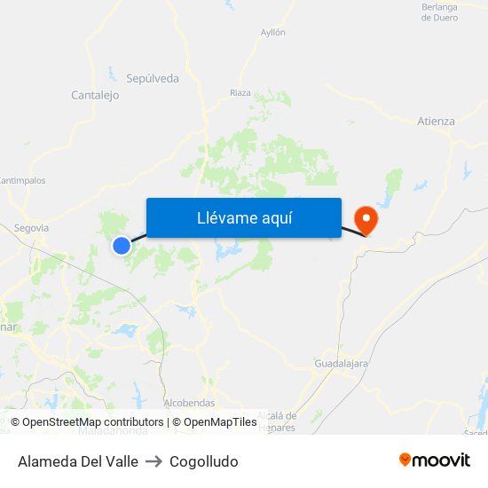 Alameda Del Valle to Cogolludo map