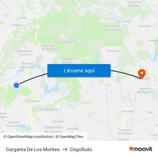 Garganta De Los Montes to Cogolludo map
