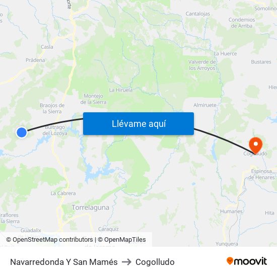 Navarredonda Y San Mamés to Cogolludo map