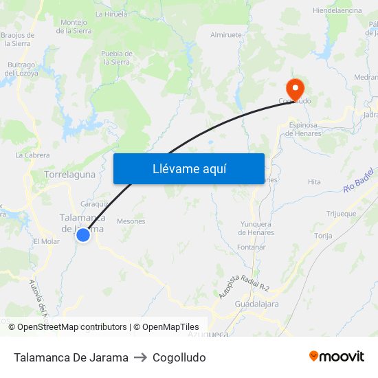 Talamanca De Jarama to Cogolludo map