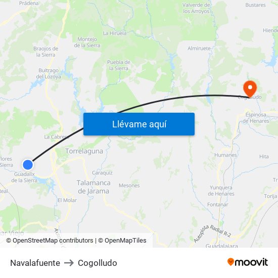 Navalafuente to Cogolludo map