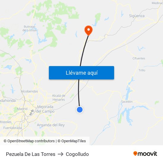 Pezuela De Las Torres to Cogolludo map