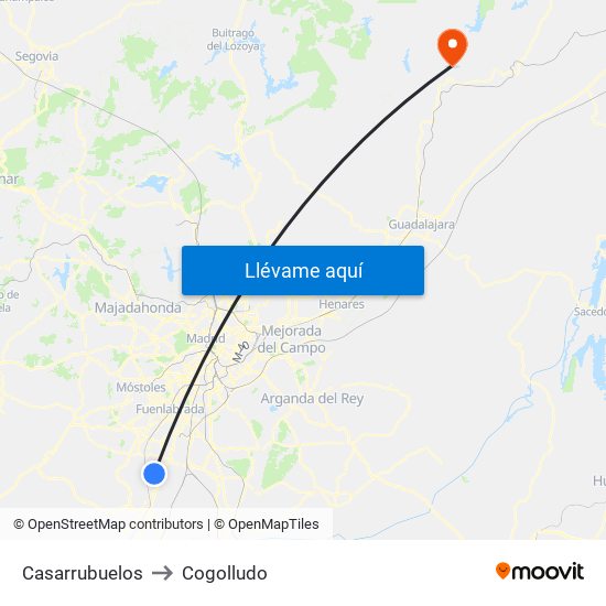 Casarrubuelos to Cogolludo map