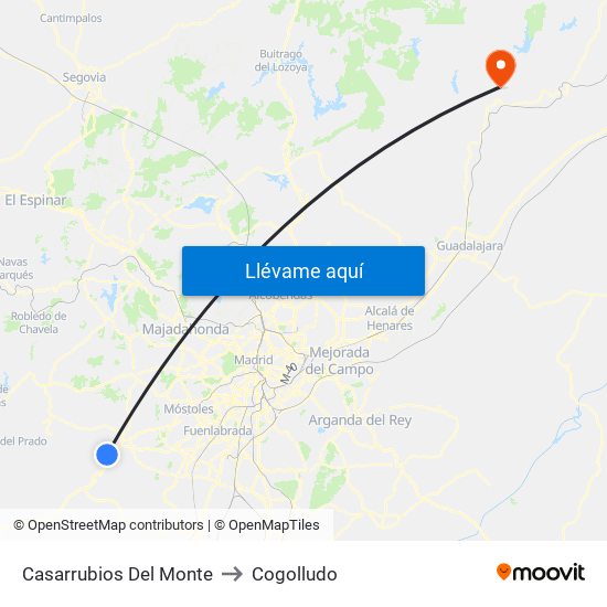 Casarrubios Del Monte to Cogolludo map