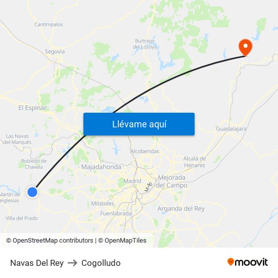 Navas Del Rey to Cogolludo map