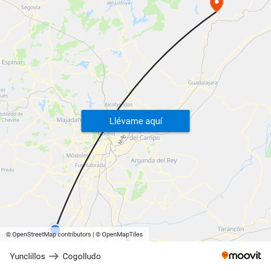 Yunclillos to Cogolludo map