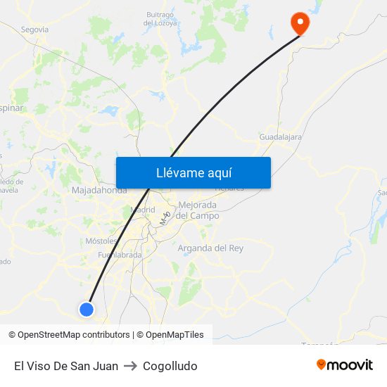 El Viso De San Juan to Cogolludo map