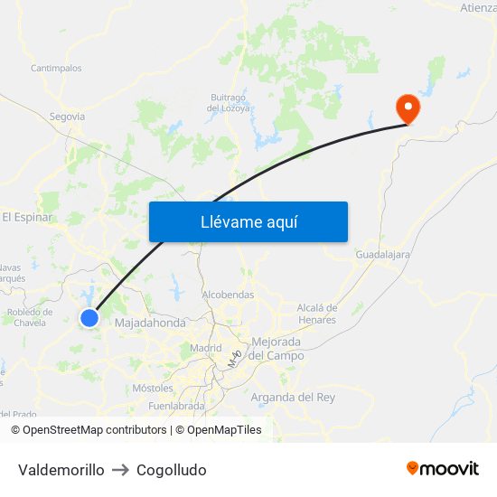 Valdemorillo to Cogolludo map
