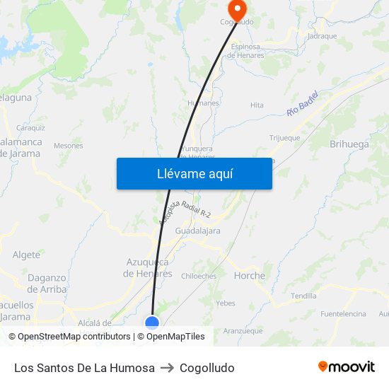 Los Santos De La Humosa to Cogolludo map
