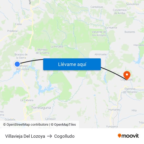 Villavieja Del Lozoya to Cogolludo map