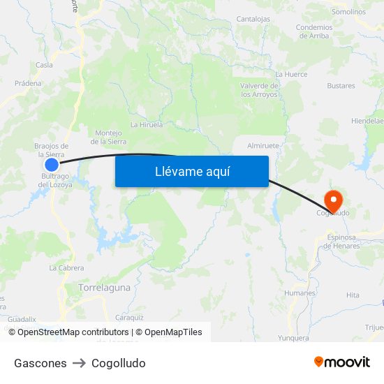 Gascones to Cogolludo map