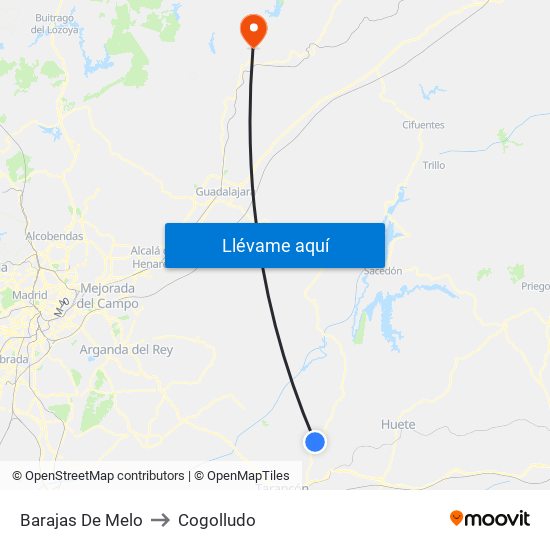 Barajas De Melo to Cogolludo map