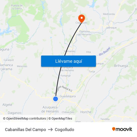 Cabanillas Del Campo to Cogolludo map