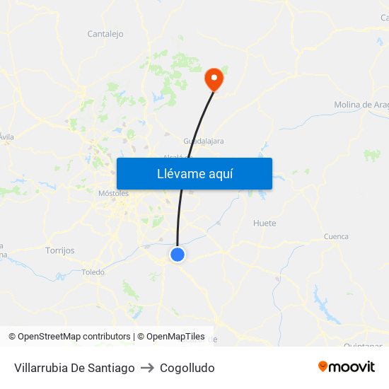 Villarrubia De Santiago to Cogolludo map