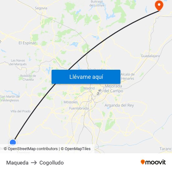 Maqueda to Cogolludo map
