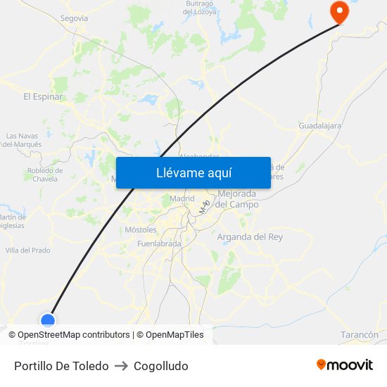 Portillo De Toledo to Cogolludo map