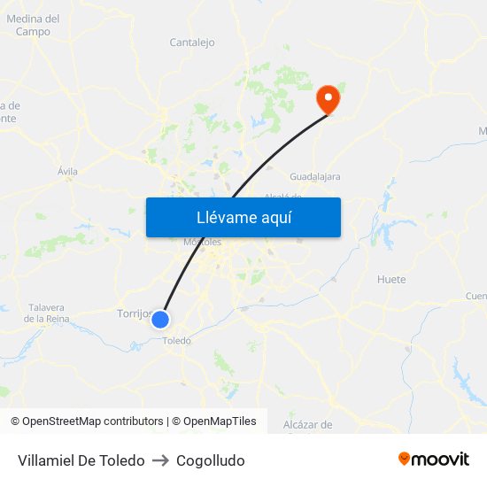 Villamiel De Toledo to Cogolludo map