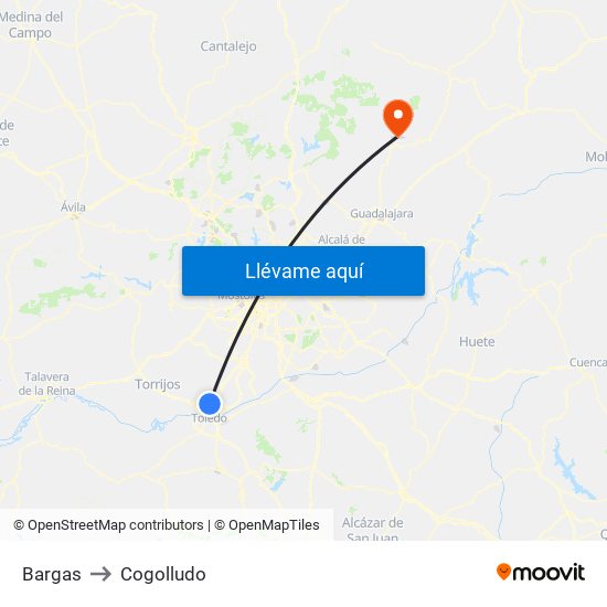 Bargas to Cogolludo map
