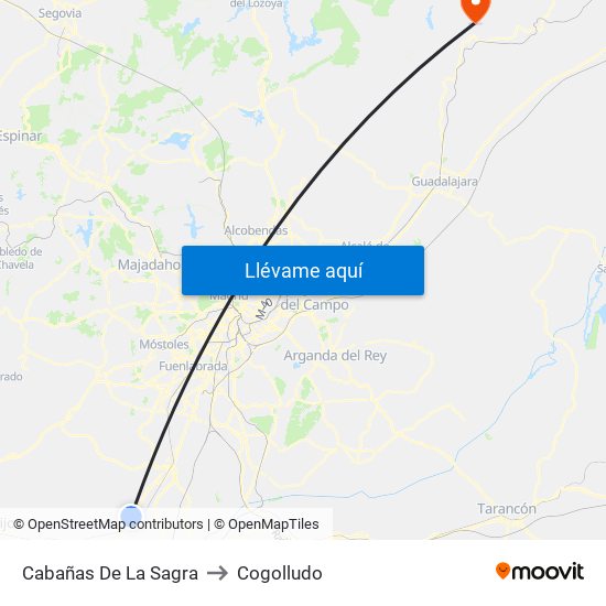 Cabañas De La Sagra to Cogolludo map