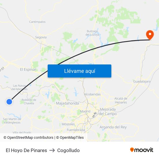 El Hoyo De Pinares to Cogolludo map