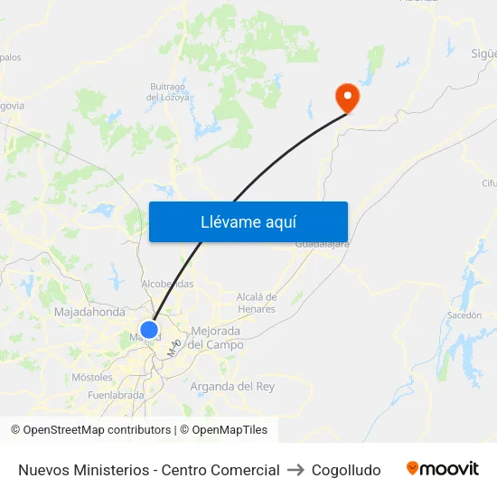 Nuevos Ministerios - Centro Comercial to Cogolludo map