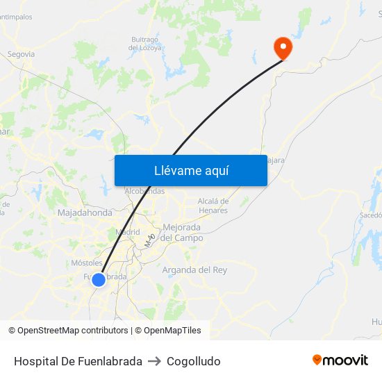 Hospital De Fuenlabrada to Cogolludo map