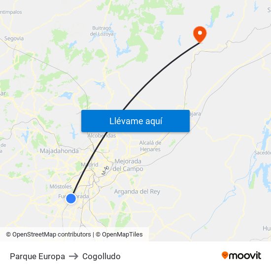 Parque Europa to Cogolludo map