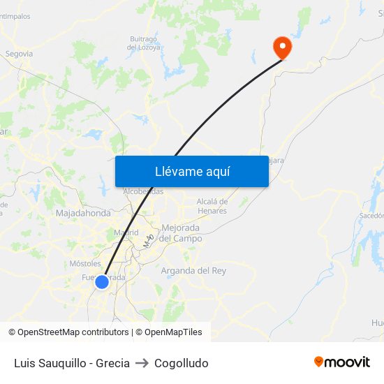 Luis Sauquillo - Grecia to Cogolludo map