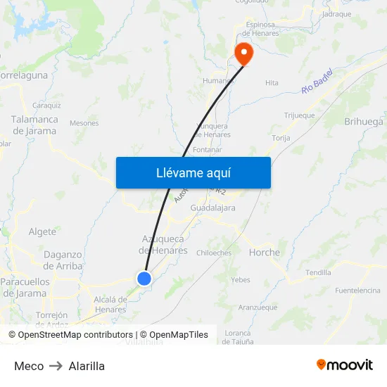 Meco to Alarilla map