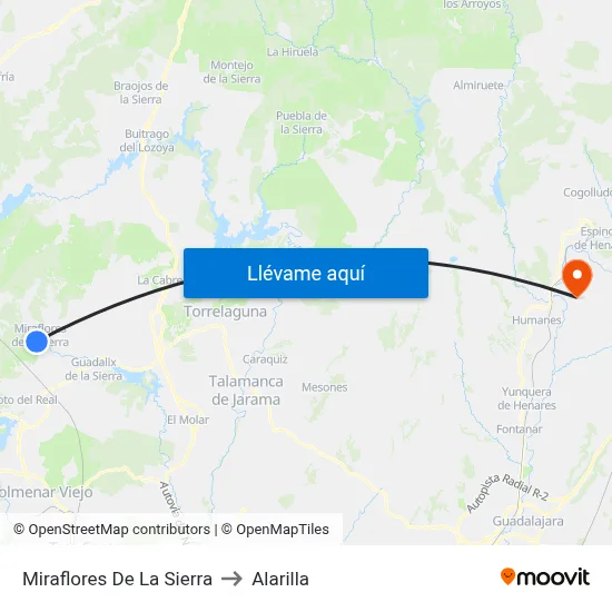 Miraflores De La Sierra to Alarilla map